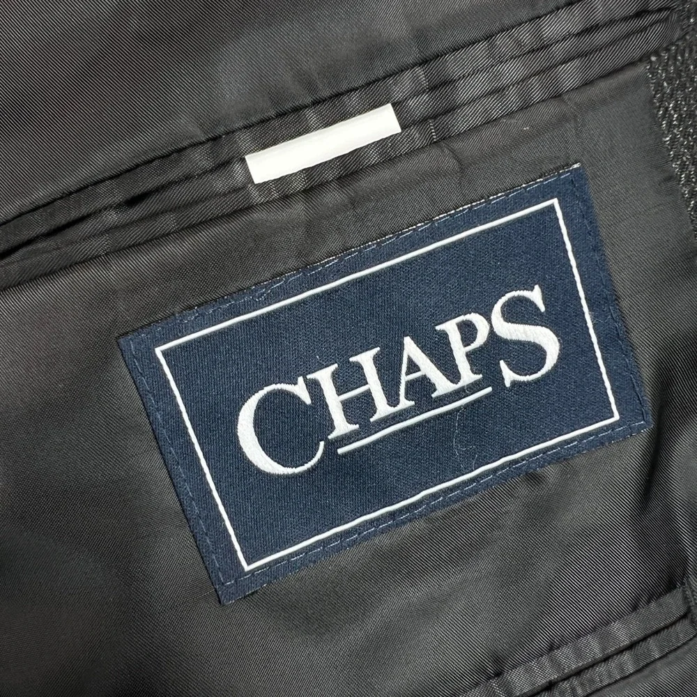Chaps Charcoal Sport Coat Blazer Men 48L Dark Gray Classic Tailored‎ Office